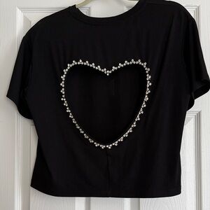 Rhinestone Heart Back Crop Top